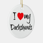 Ik hou van mijn teckel honden keramisch ornament (Rechts)