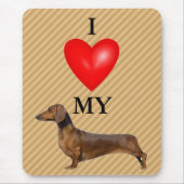 Ik hou van mijn teckel rood hart muismat (Voorkant)
