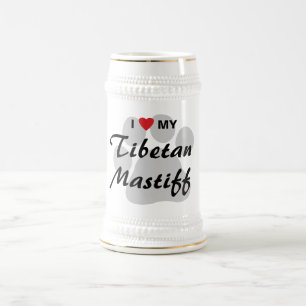 Ik hou van mijn Tibetaanse Mastiff Pawprint Bierpul