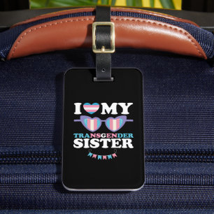 Ik hou van mijn transgender zus familie trans LGBT Bagagelabel