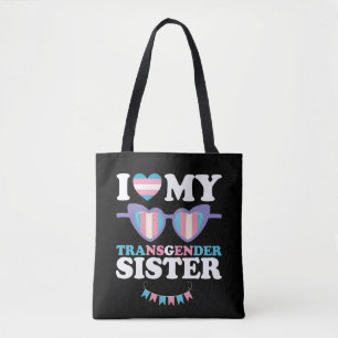 Ik hou van mijn transgender zus familie Trans LGBT Draagtas