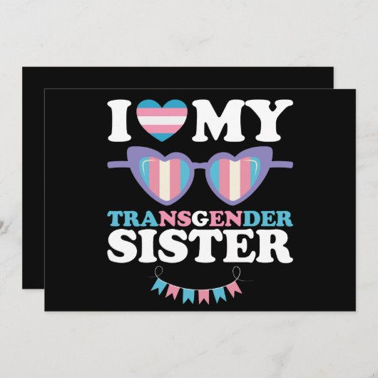 Ik hou van mijn transgender zus familie trans LGBT Kaart (Voorkant / Achterkant)