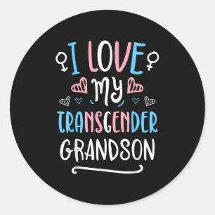 Ik hou van mijn transgenderkleinzoon Lgbt Trans Pr Ronde Sticker