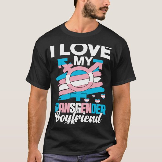 Ik hou van mijn transgendervriend LGBT Trans Pride T-shirt (Voorkant)