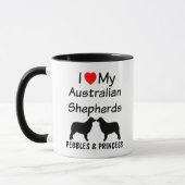 Ik hou van mijn twee Australian Shepherds Coffee M Mok (Links)
