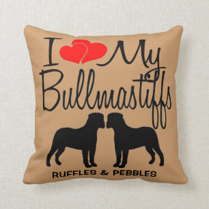 Ik hou van mijn twee Bullmastiffs Hondenras kussen