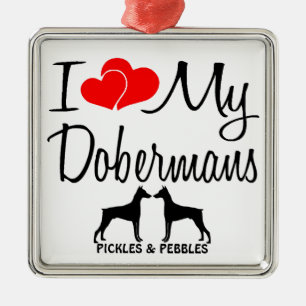 Ik hou van mijn twee Doberman honden Metalen Ornament