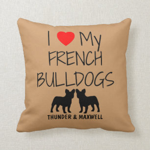 Ik hou van mijn twee Franse Bulldogs Kussen