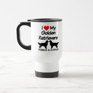 Ik hou van mijn twee Golden Retriever honden silho Reisbeker