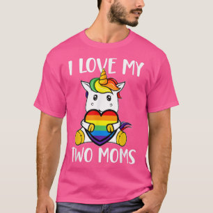 Ik hou van mijn twee moeders die LGBT Gay Ally Uni T-shirt