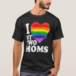 Ik hou van mijn twee moeders lesbische gay lgbt pr t-shirt