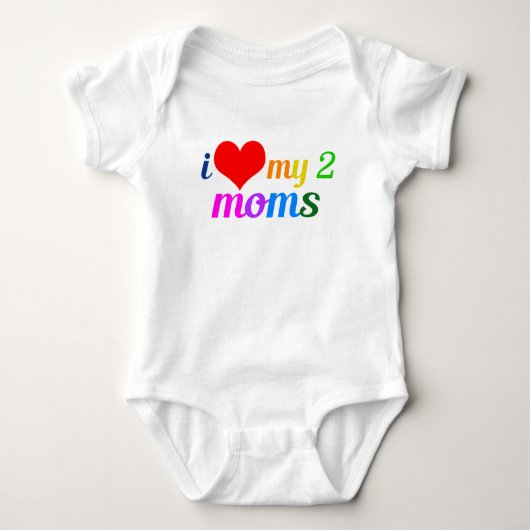 Ik hou van mijn twee Moms Gay Pride Daughter Romper (Voorkant)