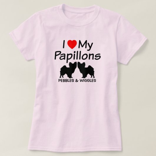 Ik hou van mijn twee Papillon Dogs Shirt (Design voorkant)