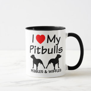 Ik hou van mijn twee pitbull honden mok