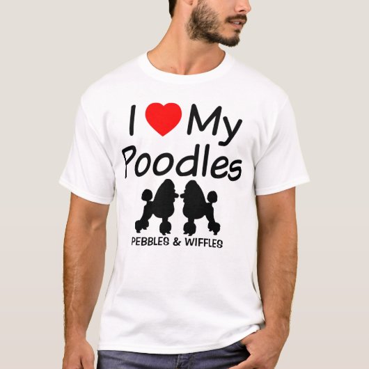 Ik hou van mijn twee poedels t-shirt (Voorkant)