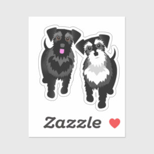Ik hou van mijn twee Schattigee schnauzers Sticker