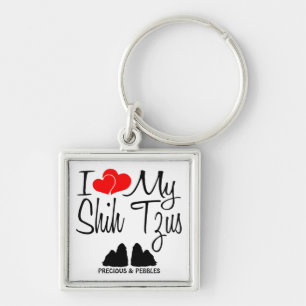 Ik hou van mijn twee Shih Tzu honden Sleutelhanger