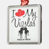 Ik hou van mijn twee Vizslas Ornament (Links)