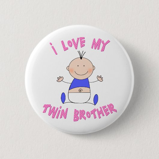 Ik hou van mijn tweelingbroer ronde button 5,7 cm (Voorkant)