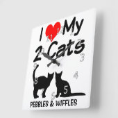 Ik hou van mijn TWO Cats Silhouette Vierkante Klok (Hoek)