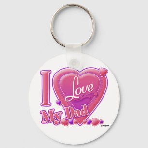 Ik hou van mijn vader roze/paars - hart sleutelhanger