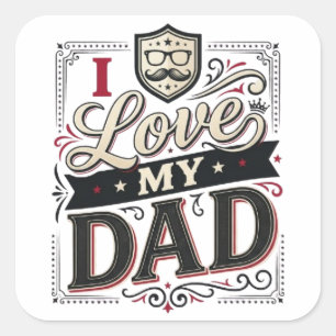 Ik hou van mijn vader Vintage Vaderdag Sticker C