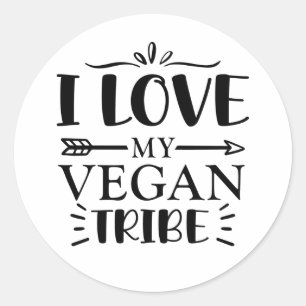 Ik hou van mijn Vegan Tribe. Ronde Sticker