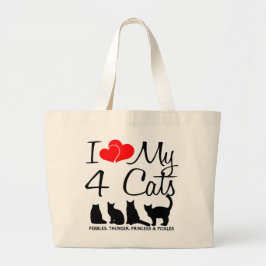 Ik hou van mijn vier katten grote tote bag