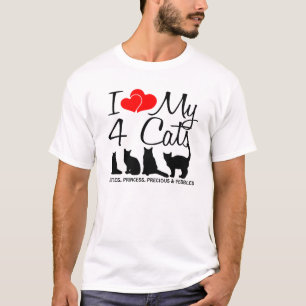 Ik hou van mijn vier katten t-shirt
