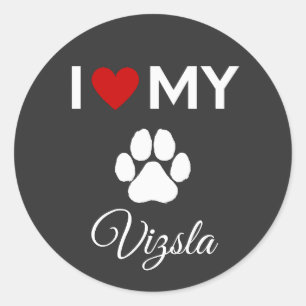 Ik hou van mijn Vizsla hond aangepaste tekst Ronde Sticker
