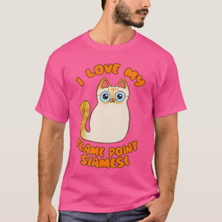 Ik hou van mijn vlam punt Siamees kat cute cartoon T-shirt