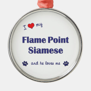Ik hou van mijn vlampunt Siamese (mannenkat) Metalen Ornament
