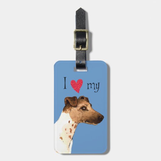 Ik hou van mijn Vloeiende Fox Terrier Bagagelabel (Voorkant verticaal)