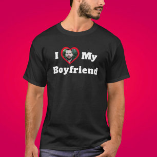Ik hou van mijn vriend Aangepaste Aangepaste Foto T-shirt