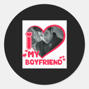 Ik hou van mijn vriend aangepaste foto hart liefde ronde sticker