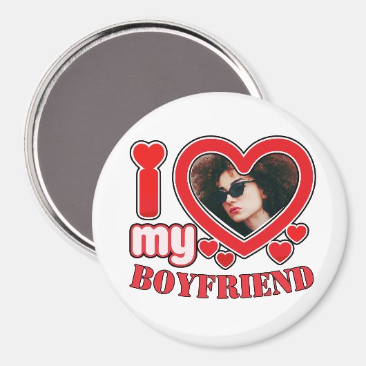 Ik hou van mijn vriend aangepaste hart foto magneet (Voorkant / Achterkant)