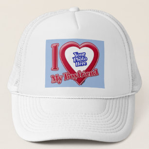 Ik hou van mijn vriend Foto Red Heart Baby Blue Trucker Pet