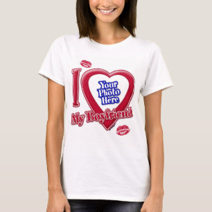 Ik hou van mijn vriend Foto Red Heart Lips T-Shirt