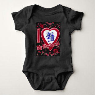 Ik hou van mijn vriend Foto Red Hearts Black Romper
