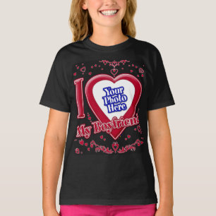 Ik hou van mijn vriend Foto Red Hearts Black T-shirt
