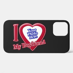Ik hou van mijn vriend foto rode hart zwart iPhone 12 hoesje