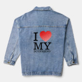Ik hou van mijn vriend geometrisch hart Valentijns Denim Jacket (Achterkant)