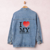 Ik hou van mijn vriend geometrisch hart Valentijns Denim Jacket (Hangar)