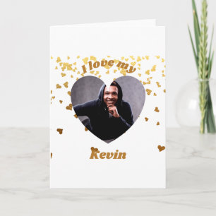 Ik hou van mijn vriend Heart Photo Name T-shirt Kaart