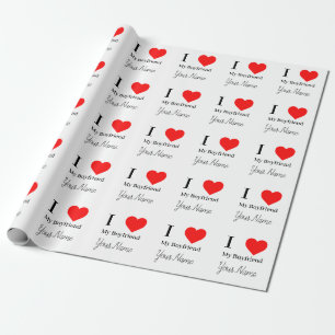 Ik hou van mijn vriend & rood hart gepersonaliseer cadeaupapier