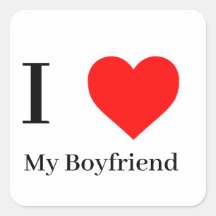 Ik hou van mijn vriend & rood hart vierkante sticker