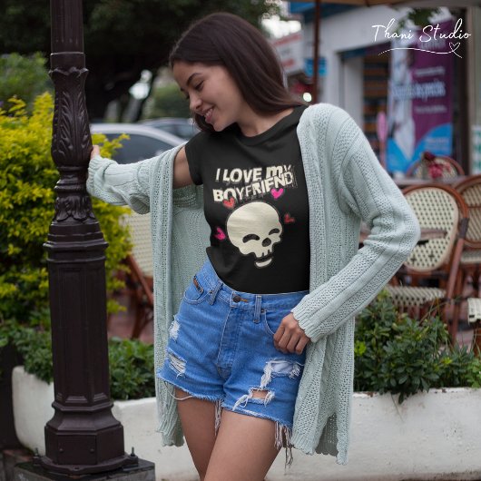 Ik hou van mijn vriend  schedel hart paar t-shirt