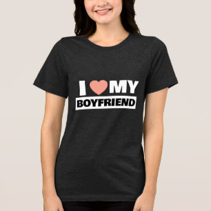 Ik hou van mijn vriend T-shirt, ik hart mijn vrien Tri-Blend Shirt