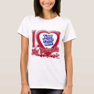 Ik hou van mijn vrienden rood hart - foto t-shirt