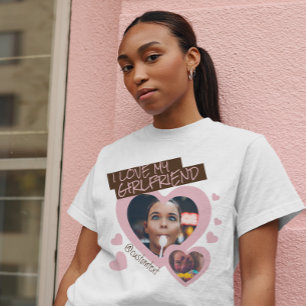 Ik hou van mijn Vriendin   Aangepaste 2 foto T-shirt